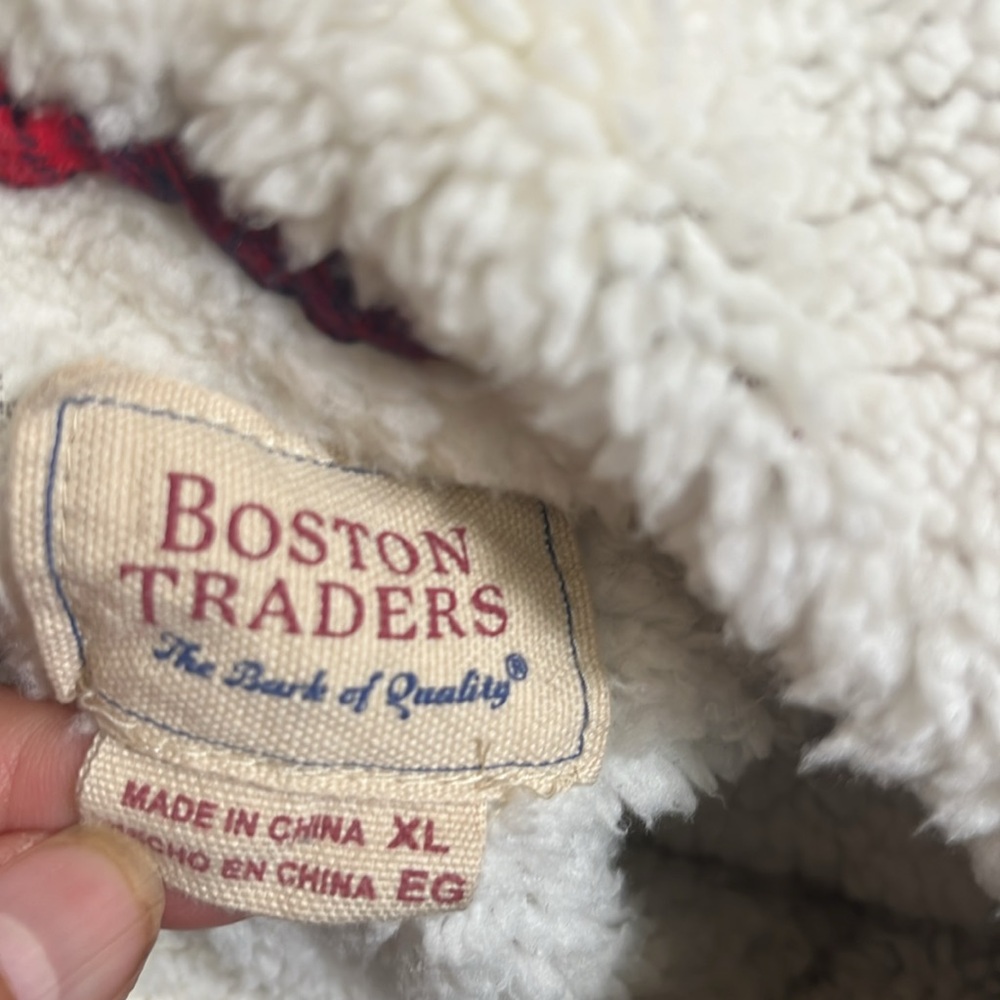 Boston Traders Red Navy Plaid Hooded Fleece Lined Jacket - Picture 7 of 9
